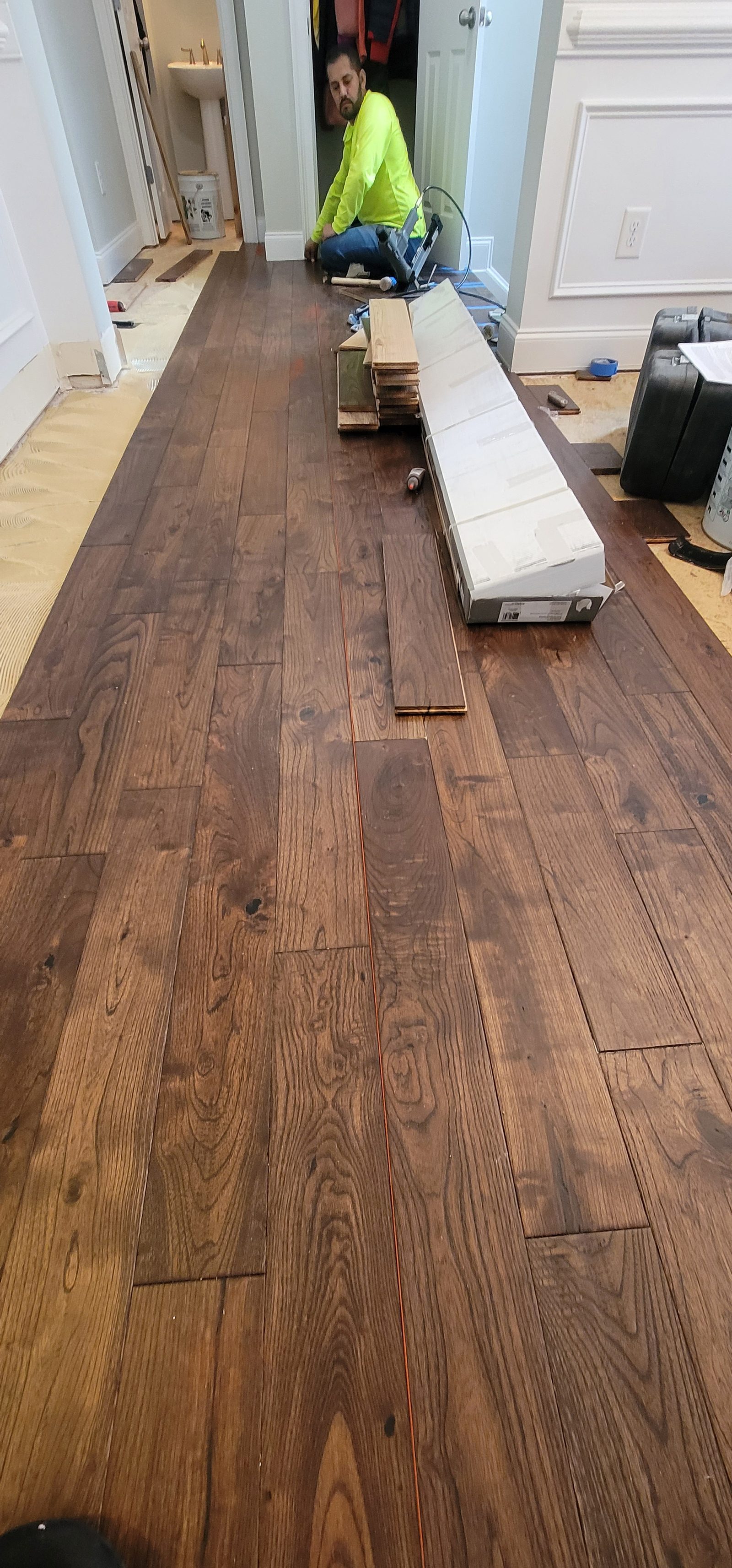 Nail-down hardwood flooring project North Atlanta